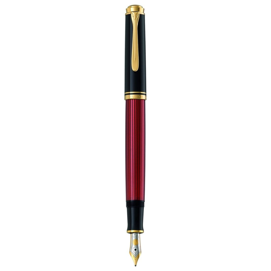 Pelikan Souveran M400 Black/Red Fountain Pen - SCOOBOO - PEP_SVRN_M400_BLKRED_FPEF_925131 - Fountain Pen