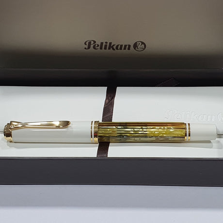 Pelikan Souveran M400 White Tortoiseshell Fountain Pen - SCOOBOO - PEP_SVRN_M400_WHT_TORSHL_FPEF_935403 - Fountain Pen