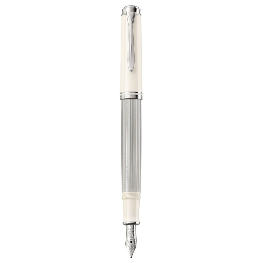 Pelikan Souveran M405 Silver/White Fountain Pen - SCOOBOO - PEP_SVRN_M405SE_SLVWHT_FPEF_815451 - Fountain Pen