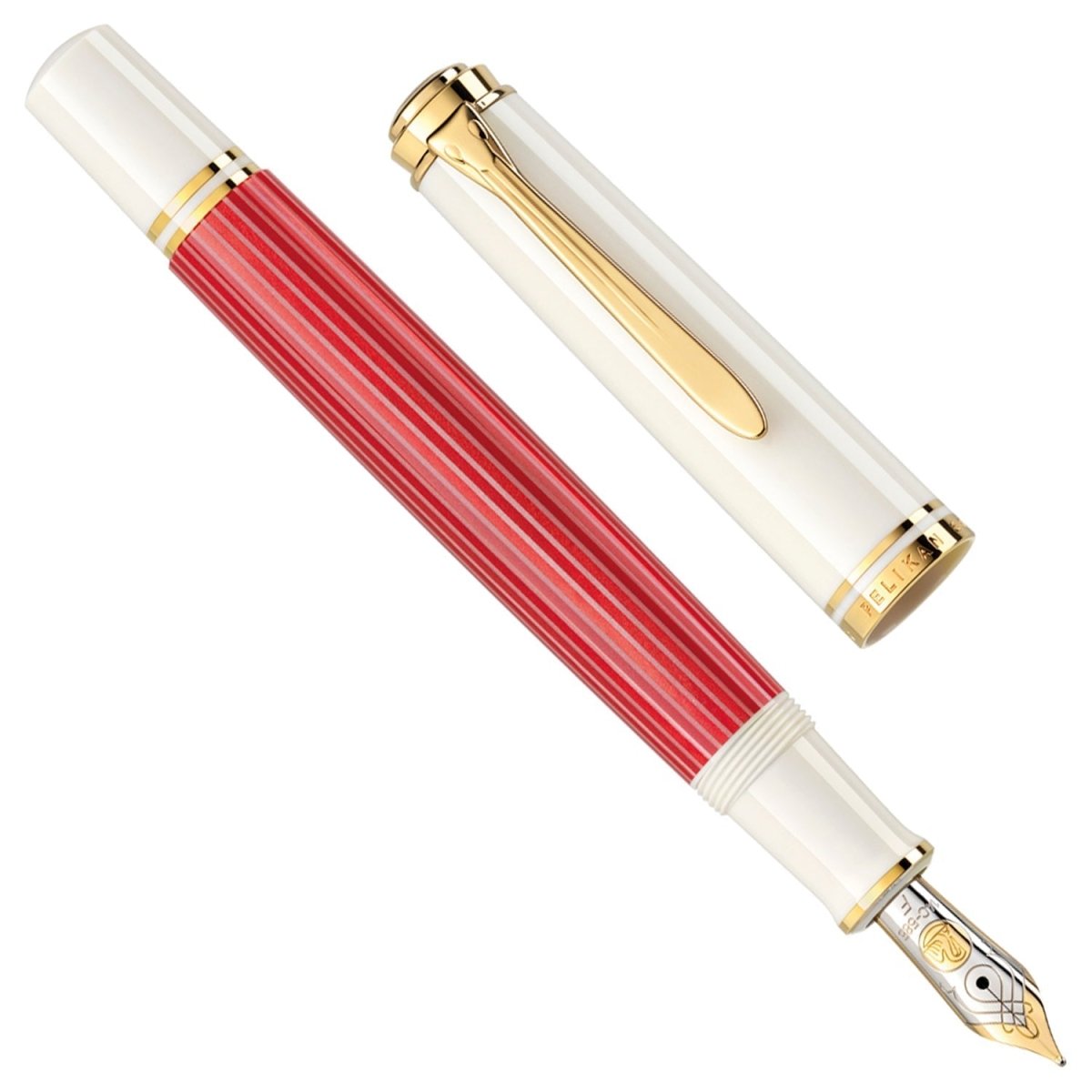 Pelikan Souveran M600 Red/White Fountain Pen (Special Edition) - SCOOBOO - PEP_SVRN_M600_REDWHT_FPEF_823098 - Fountain Pen