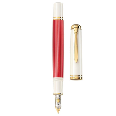 Pelikan Souveran M600 Red/White Fountain Pen (Special Edition) - SCOOBOO - PEP_SVRN_M600_REDWHT_FPEF_823098 - Fountain Pen