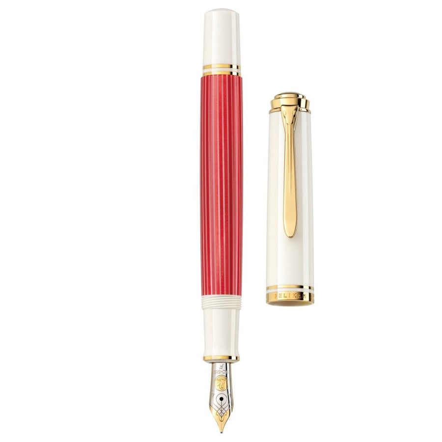 Pelikan Souveran M600 Red/White Fountain Pen (Special Edition) - SCOOBOO - PEP_SVRN_M600_REDWHT_FPEF_823098 - Fountain Pen