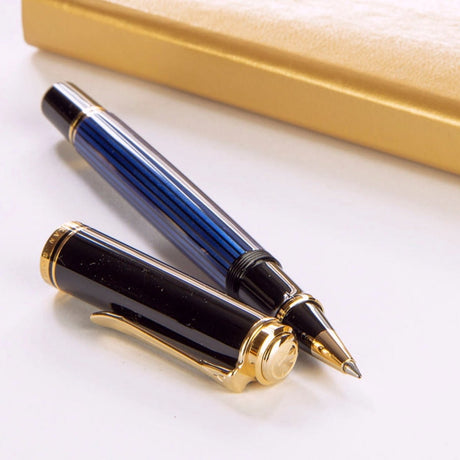 Pelikan Souveran R400 Black/Blue Roller Ball Pen 987974 - SCOOBOO - PEP_SVRN_R400_BLKBLU_RB_987974 - Roller Ball Pen