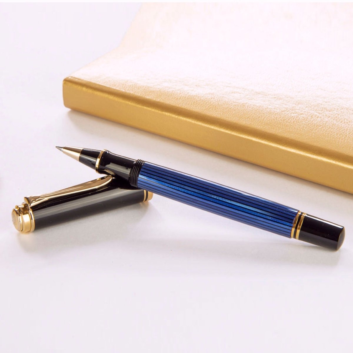 Pelikan Souveran R400 Black/Blue Roller Ball Pen 987974 - SCOOBOO - PEP_SVRN_R400_BLKBLU_RB_987974 - Roller Ball Pen