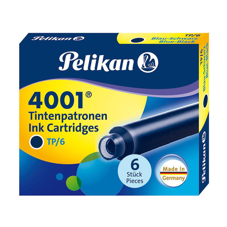 Pelikan TP/6 Short Ink Cartridge (Blue/Black - Pack of 6) 301184 - SCOOBOO - PE_TP6_SHR_BLU_BLK_INKCART_PK6_301184 - Ink Cartridge
