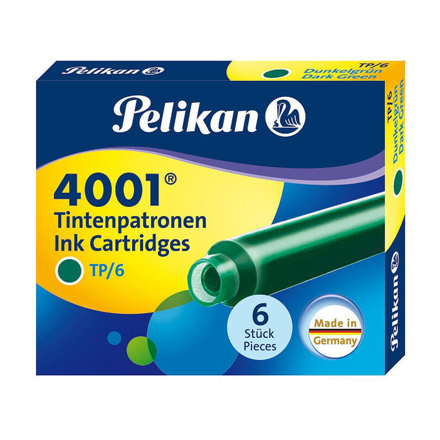 Pelikan TP/6 Short Ink Cartridge (Dark Green - Pack of 6) 300087 - SCOOBOO - PE_TP6_SHR_DK_GRN_INKCART_PK6_300087 - Ink Cartridge