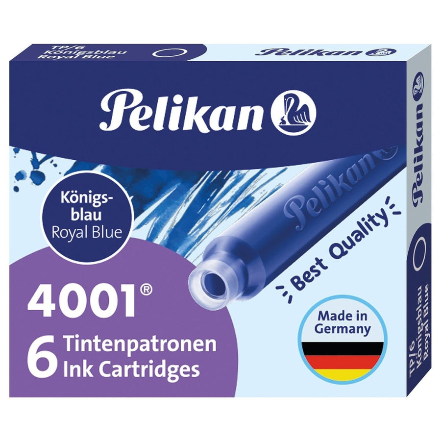Pelikan TP/6 Short Ink Cartridge (Royal Blue - Pack of 6) 301176 - SCOOBOO - PE_TP6_SHR_RYL_BLU_INKCART_PK6_301176 - Ink Cartridge