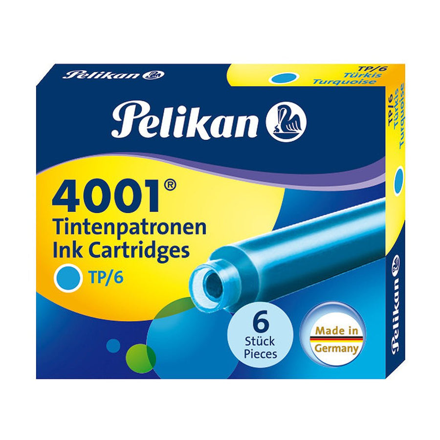 Pelikan TP/6 Short Ink Cartridge (Turquoise - Pack of 6) 301705 - SCOOBOO - PE_TP6_SHR_TUR_INKCART_PK6_301705 - Ink Cartridge