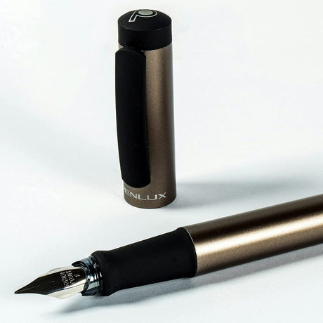 Penlux Junior Metallic Charcoal Body With Black Clip Fountain Ink Pen - SCOOBOO - PENLUX-JR-CHARCOAL-M - Fountain Pen