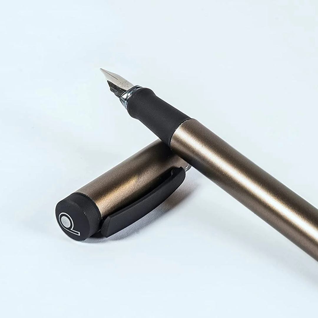 Penlux Junior Metallic Charcoal Body With Black Clip Fountain Ink Pen - SCOOBOO - PENLUX-JR-CHARCOAL-M - Fountain Pen