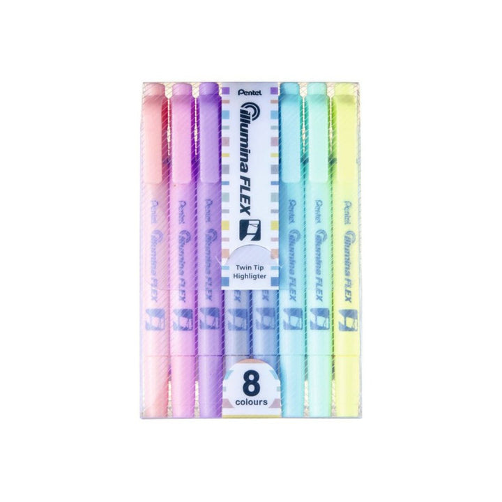 Pentel Dual Highlighter Pastel Illumina Flex (Twn) Set Of 8colors - SCOOBOO - SLW11P-8E - Highlighter