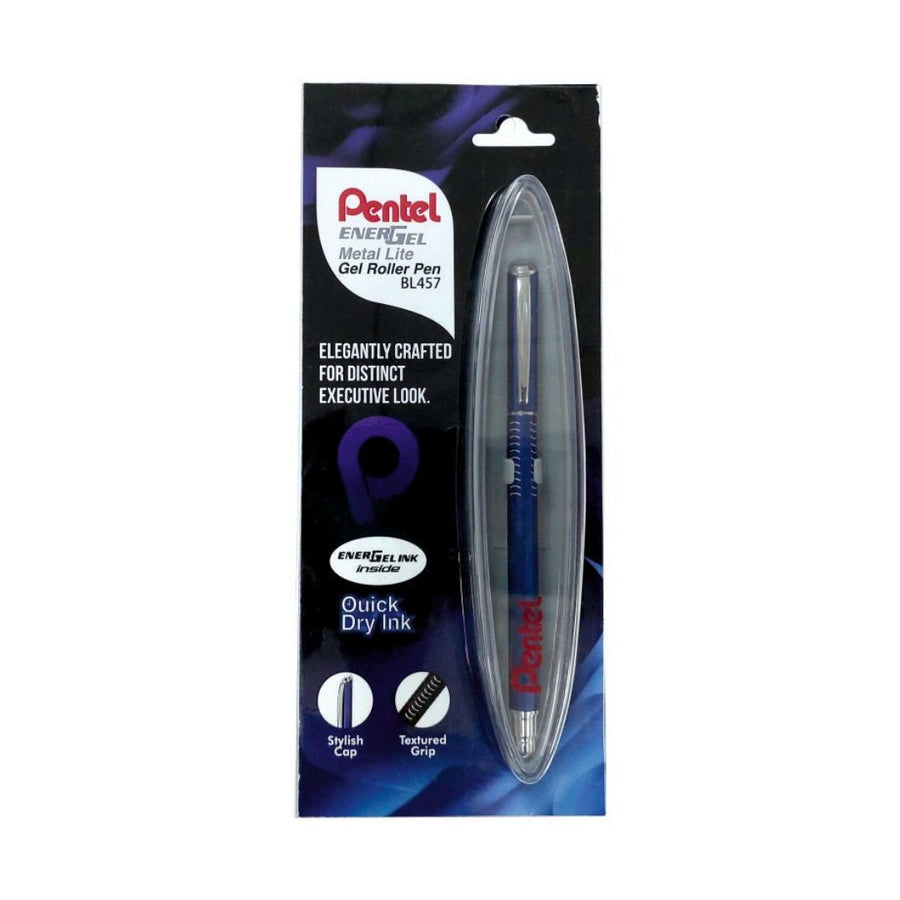 Pentel Energel Metal Lite Gel Roller Pen (0.7mm) - SCOOBOO - BL457-Blue - Gel Pens