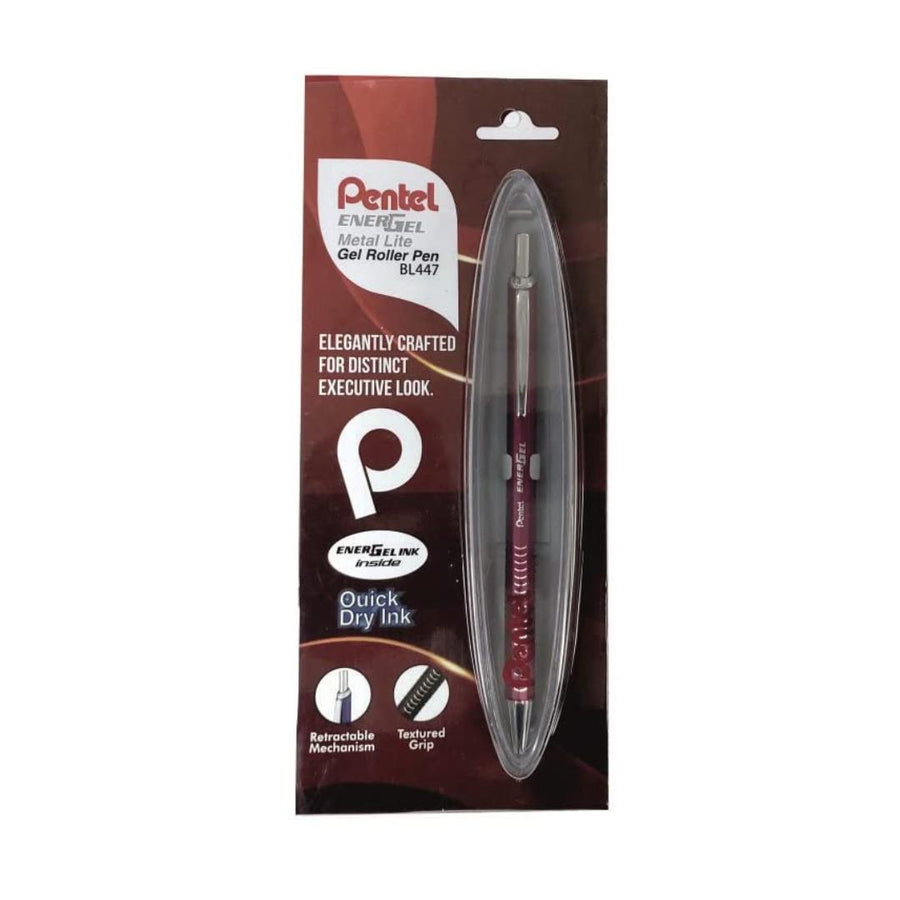 Pentel Energel Metal Lite Retractable Gel Roller Pen (0.7mm) - SCOOBOO - BL447-Red - Gel Pens