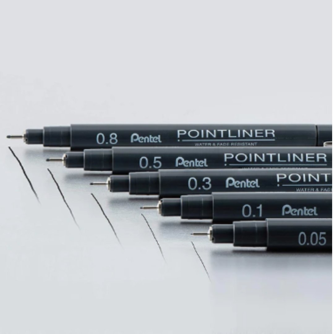Pentel Pointliner Pigment Ink Pen- 5pc Set - SCOOBOO - S20P-(SET-2) - Fineliner