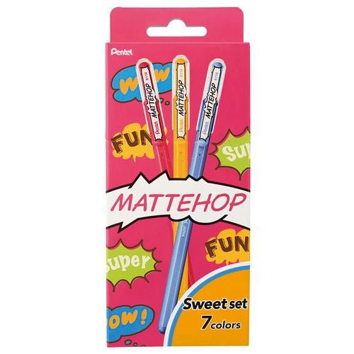 Pentel Rollerball Pen Matte Hop 1.0mm - Set of 7 - SCOOBOO - K110-V7STB - Roller Ball Pen