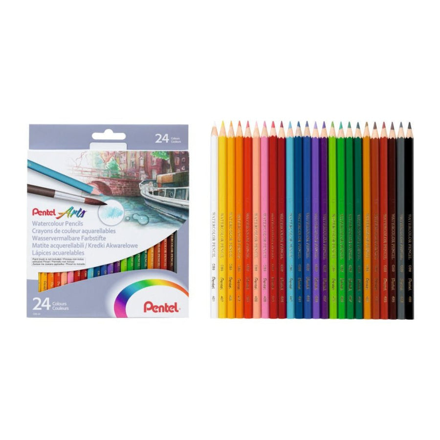 Pentel Water Color Pencils Set of 24 Pcs. (THAI) - SCOOBOO - CB9-24U - Watercolour Pencils