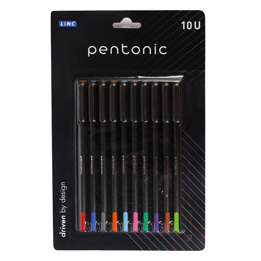 Pentonic Ball Point Pen 1.0mm (Assorted Colours, Pack of 10) - SCOOBOO - Ball Pen