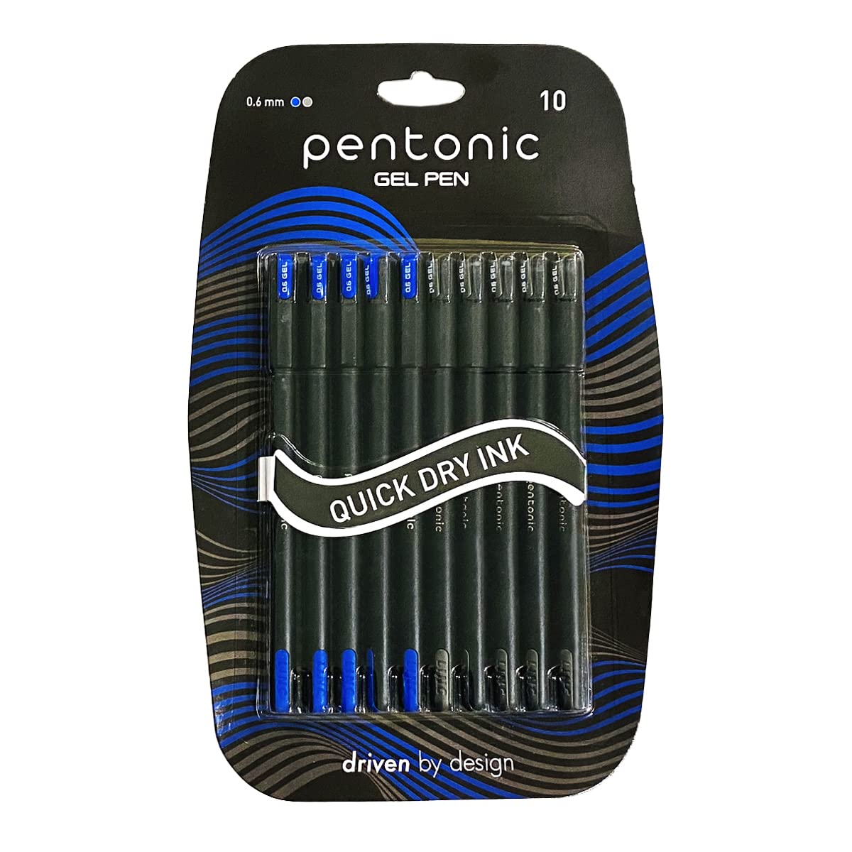 Pentonic Quick Dry Ink Gel Pens 0.6mm-Pack Of 10 - SCOOBOO - Gel Pens