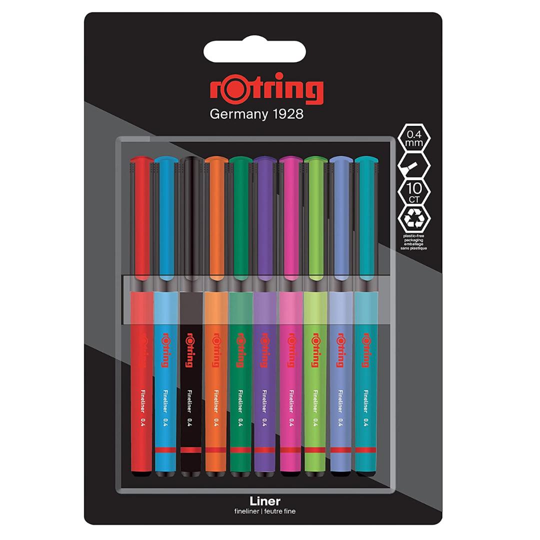 Rotring Fineliner Pens Pack Of 10 - SCOOBOO - Rotring