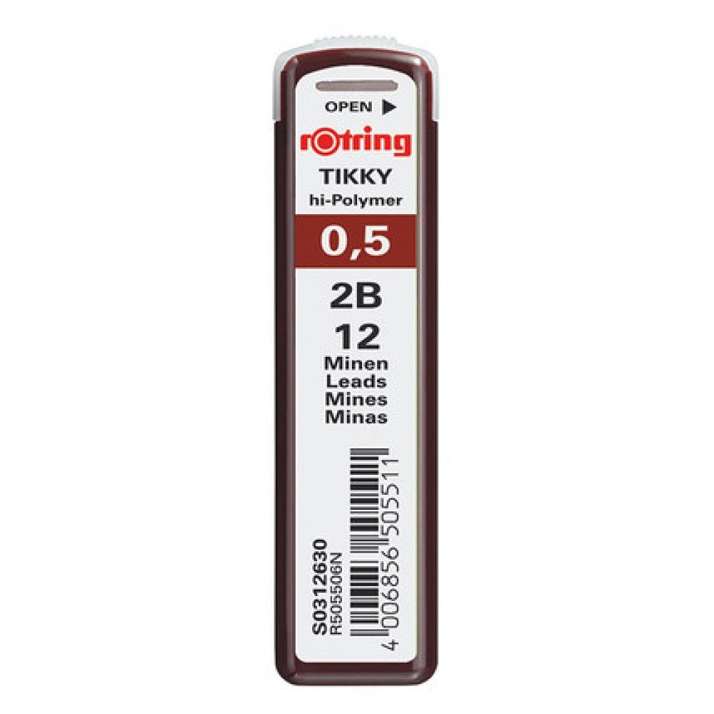 Rotring Tikky 0.5MM - 2B Pencil Lead - Pack of 10 - SCOOBOO - S0312630 - Pencil Lead & Refills