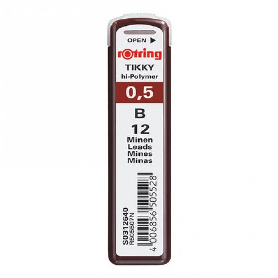 Rotring Tikky 0.5MM - B Pencil Lead- Pack of 10 - SCOOBOO - S0312640 - Pencil Lead & Refills
