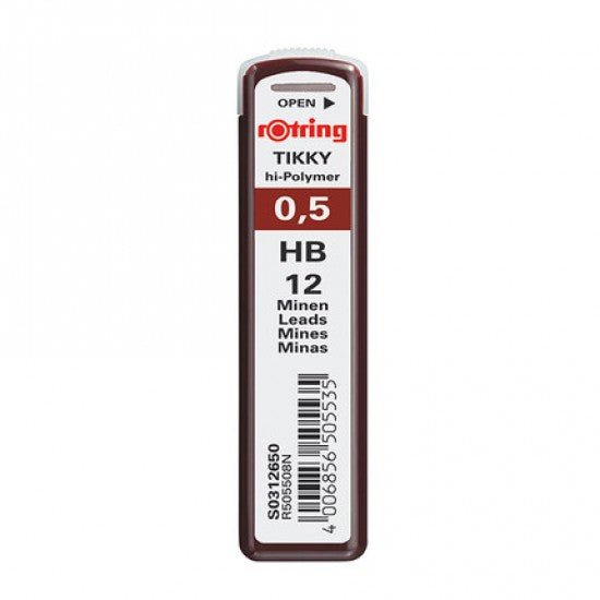 Rotring Tikky 0.5MM - HB Pencil Lead- Pack of 10 - SCOOBOO - S0312650 - Pencil Lead & Refills