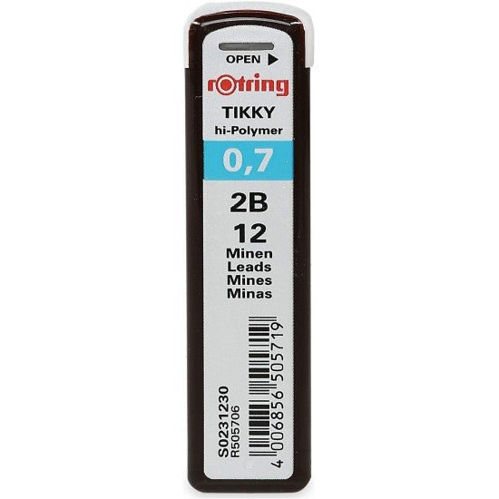 Rotring Tikky 0.7MM - 2B Pencil Lead - Pack of 10 - SCOOBOO - S0231230 - Pencil Lead & Refills