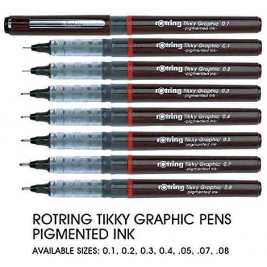 Rotring 0.1mm Line Thickness Tikky Graphic Fineliner with Black ...