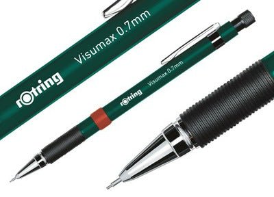 Rotring Visumax Mechanical Pencil 0.7 mm Green with 24 HB Leads Blister Pack - SCOOBOO - 2102716 Green - Mechanical pencil