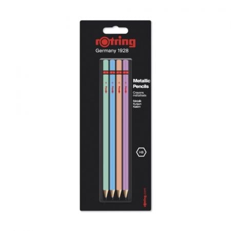 Rotring Woodcase pencil - Assorted Metalic Colours - HB (Blister of 4) - SCOOBOO - 2094214 - Pencils