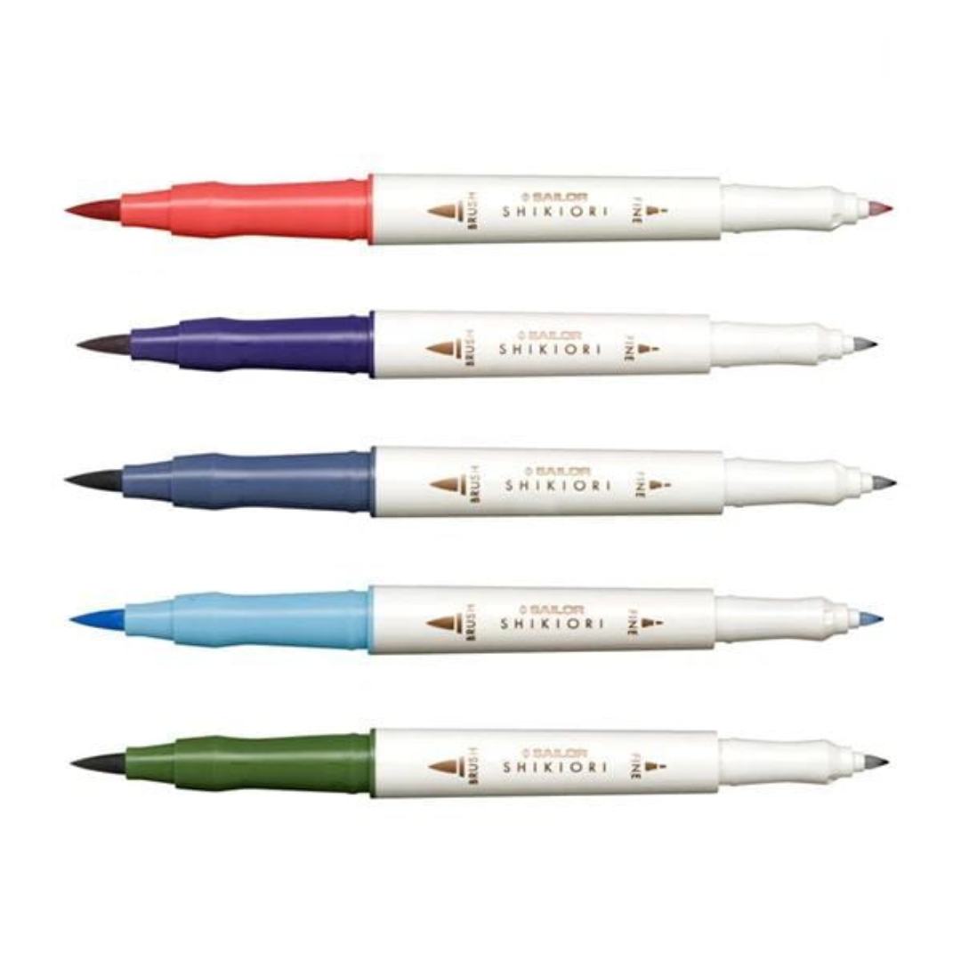 Sailor Shikiori Twin Brush Pens Pack Of 5 - SCOOBOO - 25-5101-004 - Brush Pens