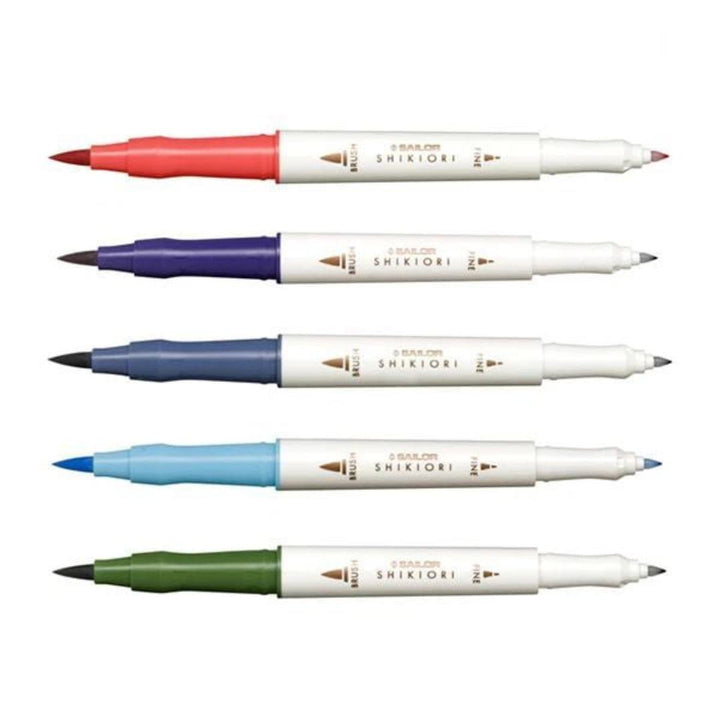 Sailor Shikiori Twin Brush Pens Pack Of 5 - SCOOBOO - 25-5101-004 - Brush Pens
