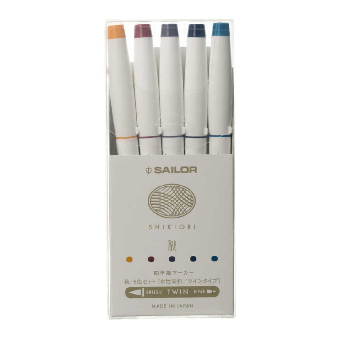 Sailor Shikiori Twin Brush Pens Pack Of 5 - SCOOBOO - 25-5101-003 - Brush Pens