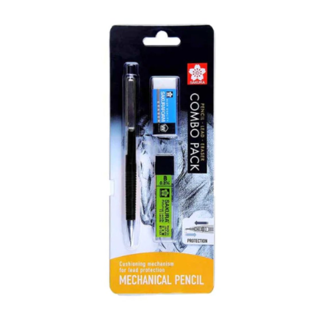 Sakura 0.3mm Mechanical Pencil Lead & Eraser Combo Pack - SCOOBOO - XS-123#49-2HBVP - Mechanical Pencil