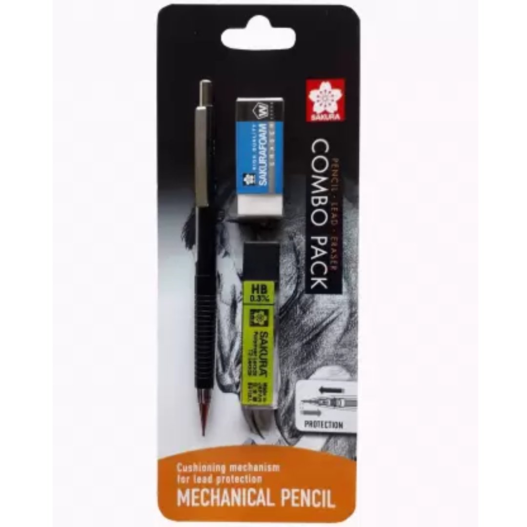 Sakura 0.3mm Mechanical Pencil Lead & Eraser Combo Pack - SCOOBOO - XS-123#49HBVP - Mechanical Pencil