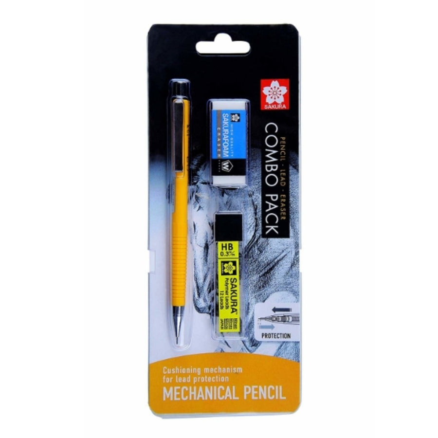 Sakura 0.3mm Mechanical Pencil Lead & Eraser Combo Pack - SCOOBOO - XS-123#49HBVP - Mechanical Pencil
