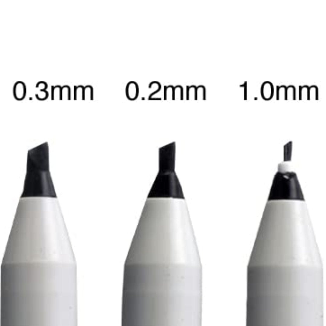 Sakura Calligraphy Pens Black Pack of 3 (1mm, 2mm, 3mm) - SCOOBOO - XCMKN-3BK - calligraphy pens