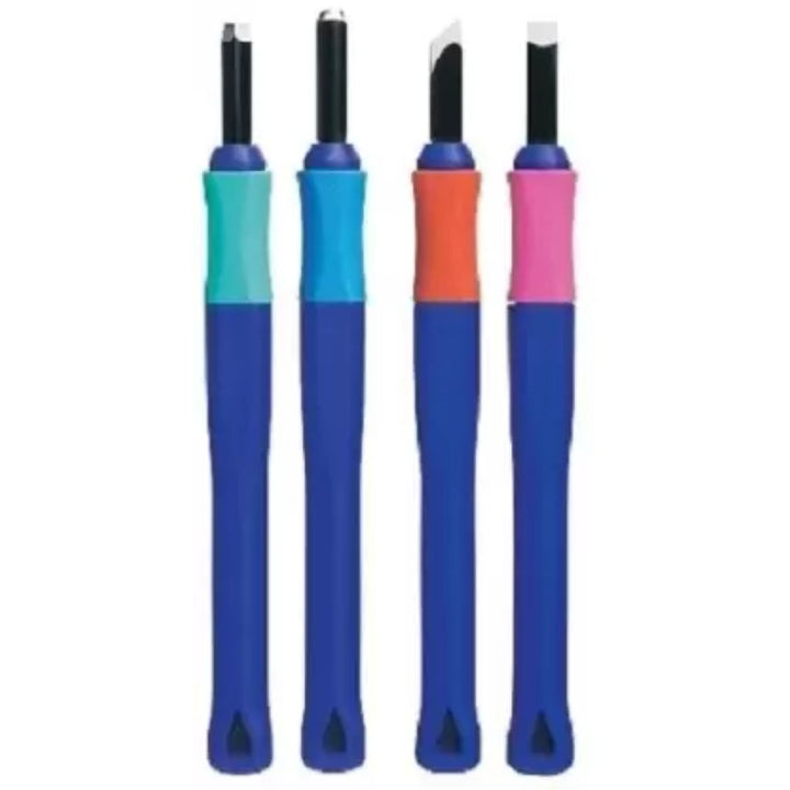 Sakura Carving Tools with Rubber Grip (Assorted Colour) - SCOOBOO - EHT-4A - Paint Brushes & Palette Knives