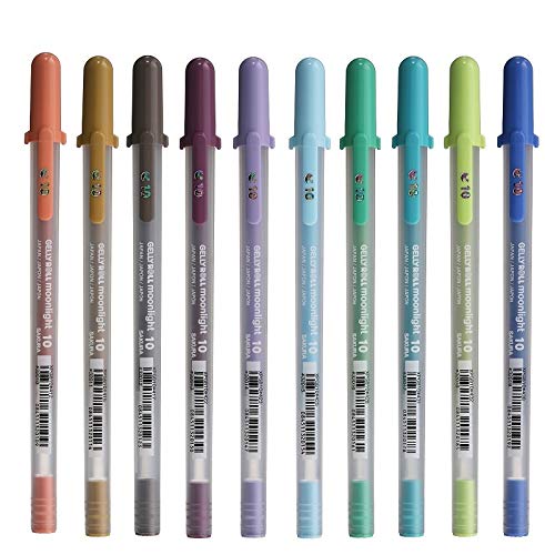 Sakura Gelly Roll Moonlight Assorted Colors Gel Pens 0.5mm-Pack Of 10 - SCOOBOO - XPGB-10MN - Gel Pens