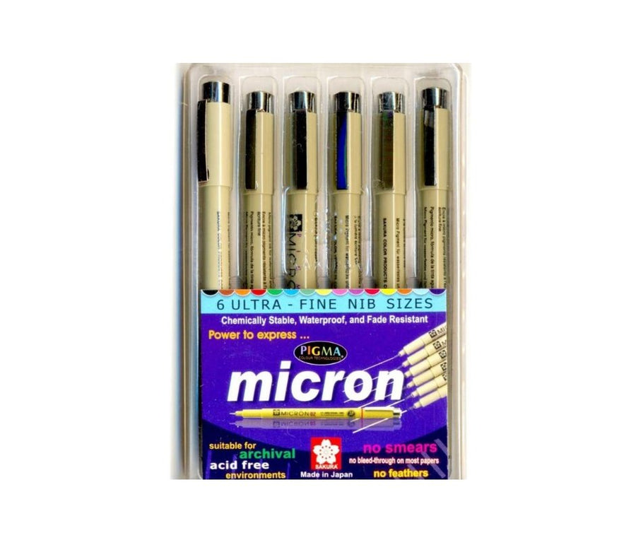 Sakura Pigma Micron Pens - Ultra Fine Nib - SCOOBOO - XSDK-6 - Fineliner