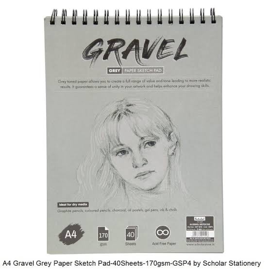 Scholar A4 Gravel Grey Paper Sketch Pad - SCOOBOO - GSP4 - Grey sketchbook