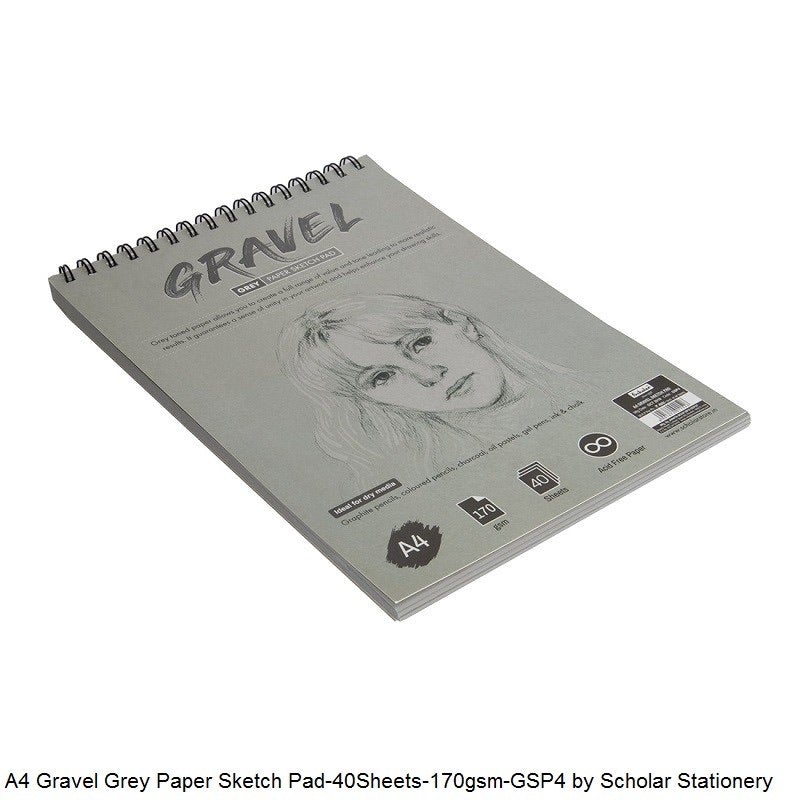 Scholar A4 Gravel Grey Paper Sketch Pad - SCOOBOO - GSP4 - Grey sketchbook