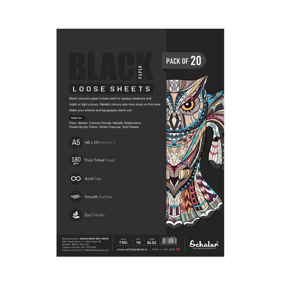 Scholar Black Paper Loose Sheets A5 - SCOOBOO - BLS2 - Loose Sheets