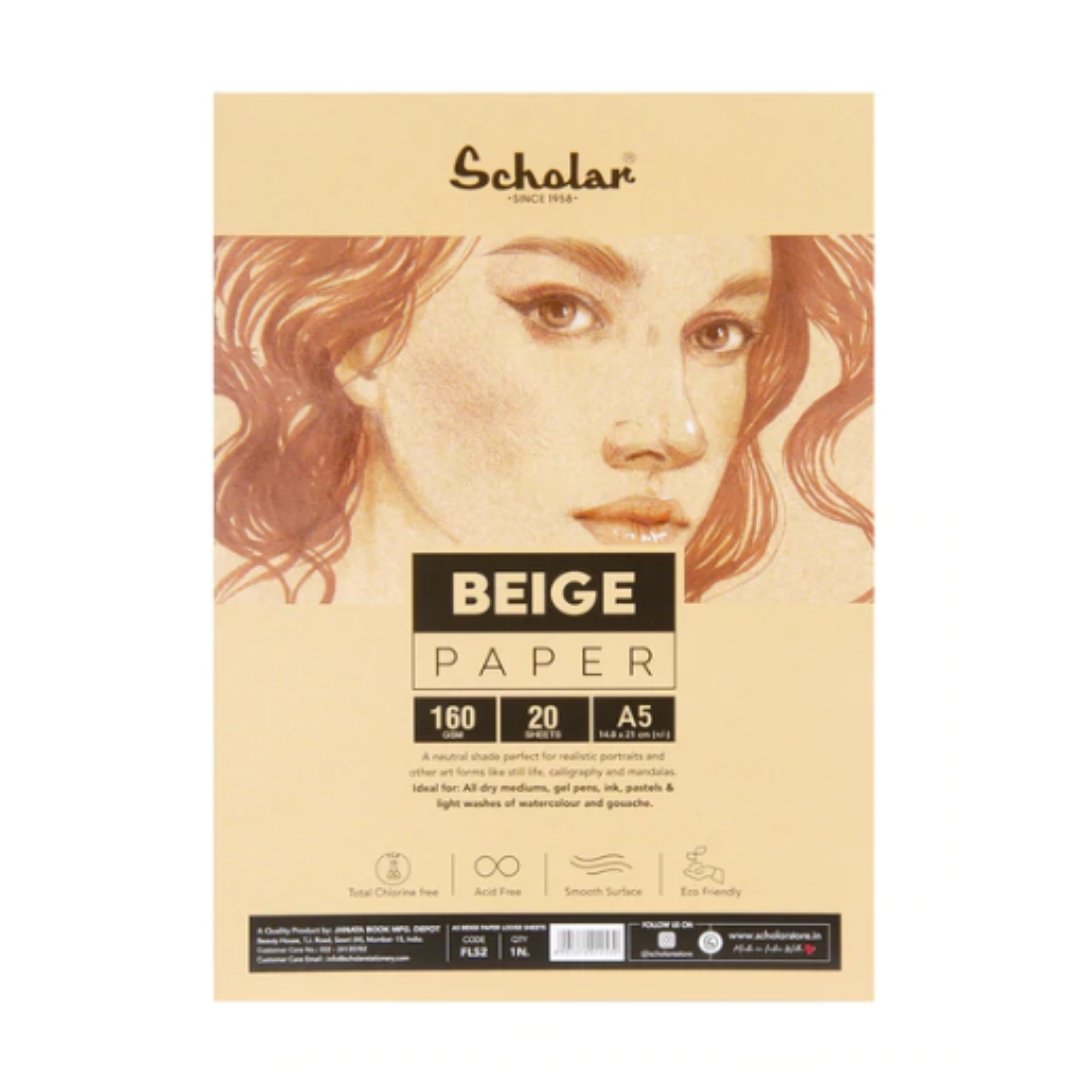 Scholar Flesh Beige Paper Loose Sheets - SCOOBOO - FLS2 - Loose Sheets