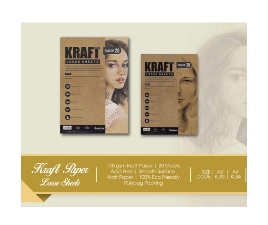 Scholar Kraft Paper Loose Sheets - SCOOBOO - KLS3 - Loose Sheets