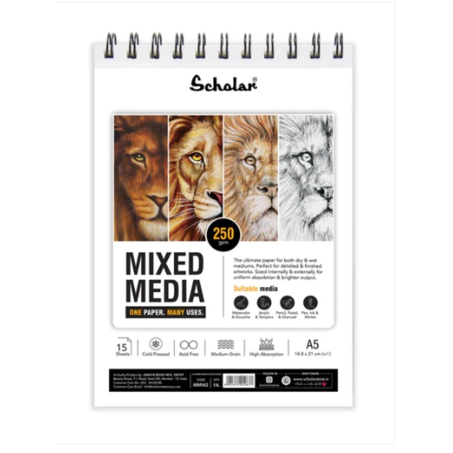 Scholar Mixed Media Pad 250 GSM Cold Pressed - SCOOBOO - MMw2 - Sketch & Drawing