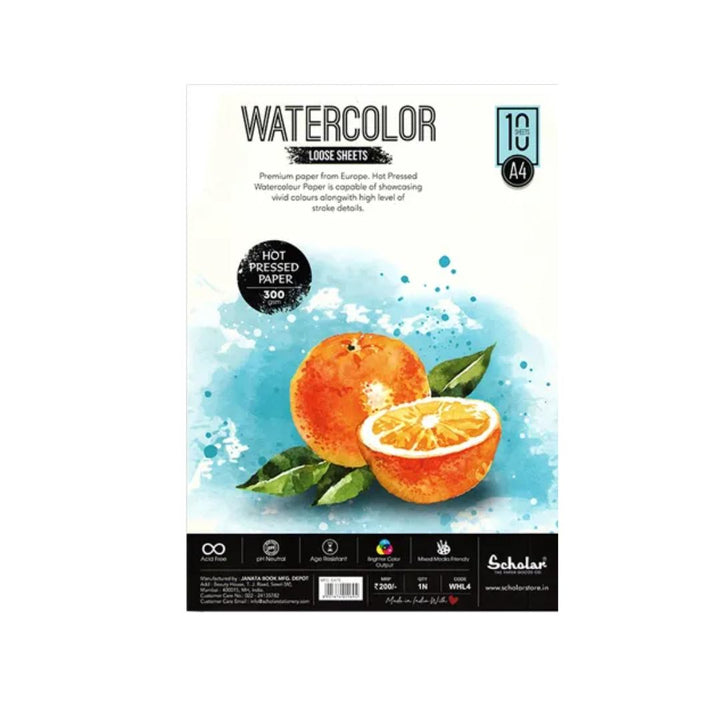 Scholar Watercolour Loose Sheets (Hot Pressed Paper) - SCOOBOO - WHL4 - Loose Sheets
