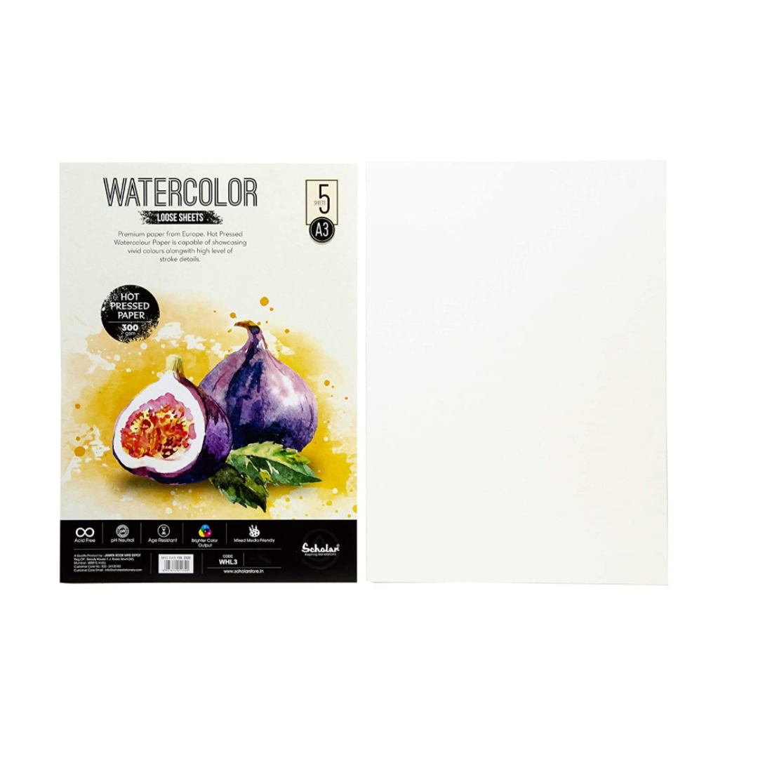 Scholar Watercolour Loose Sheets (Hot Pressed Paper) - SCOOBOO - WHL3 - Loose Sheets