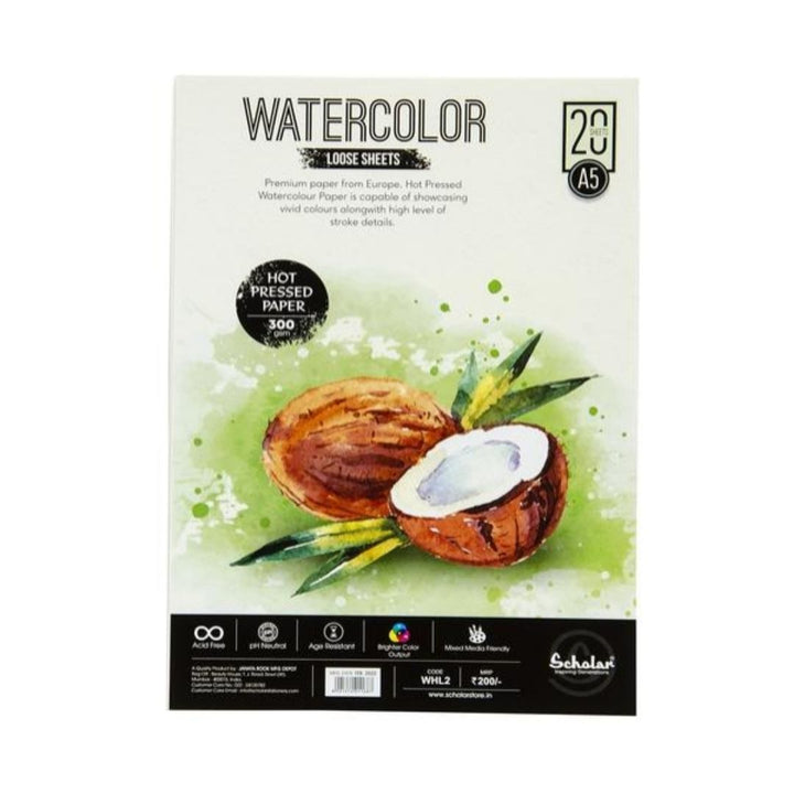 Scholar Watercolour Loose Sheets (Hot Pressed Paper) - SCOOBOO - WHL2 - Loose Sheets