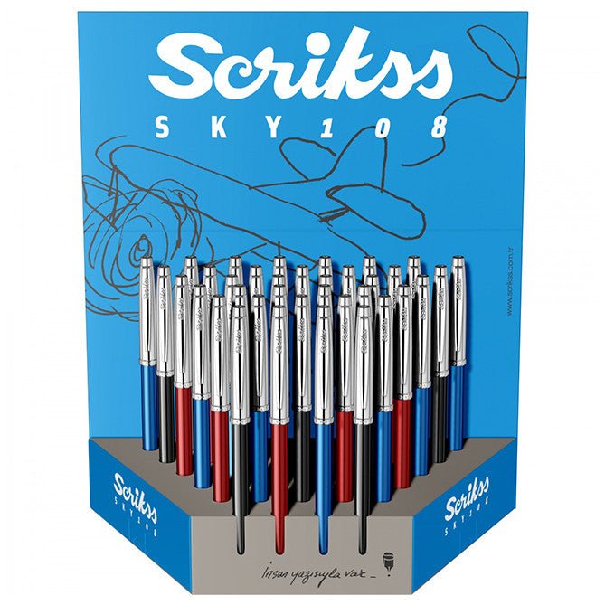 Scrikss 108 Sky Black Chrome CT Roller Ball Pen - SCOOBOO - 59460 - Roller Ball Pen